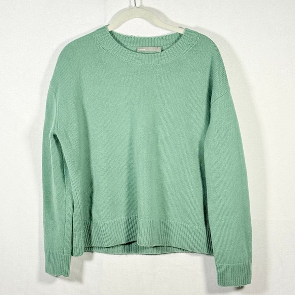 Vince Womens 100% Cashmere Crewneck Sweater Sage Green Small capsule minimalist - Picture 1 of 7